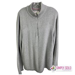 Flag & Anthem Men's Sz M Sweater Pullover Gray Knit Cotton Quarter Zip High Neck